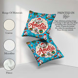Custom Name Cute Snowman Xmas Day Gifts Festive Seamless Pattern Square Filled Cushion Throw Pillow Sofa Bed Home Decor Zip Washable UK Made