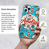 Cute Snowman Xmas Day Wreath Gifts Printed Design Custom Name Protective Phone Case Mobile Cover Durable Everyday Smartphone Shock Resistant