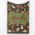 Cute Christmas Stockings Candy Canes Holly Floral Seamless Pattern  Personalised Custom Name Super Soft Fleece Blanket Bed Sofa Throw