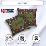 Custom Name Christmas Stockings Candy Canes Holly Floral Pattern Square Filled Cushion Throw Pillow Sofa Bed Home Decor Zip Washable UK Made
