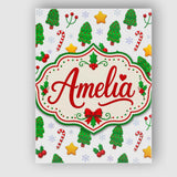 Personalised Name Cute Christmas Trees Custom  Modern Room Accent Elegant Feature Canvas Wall Art Print Decor Picture Ready to Hang