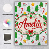 Personalised Name Cute Christmas Trees Custom  Modern Room Accent Elegant Feature Canvas Wall Art Print Decor Picture Ready to Hang