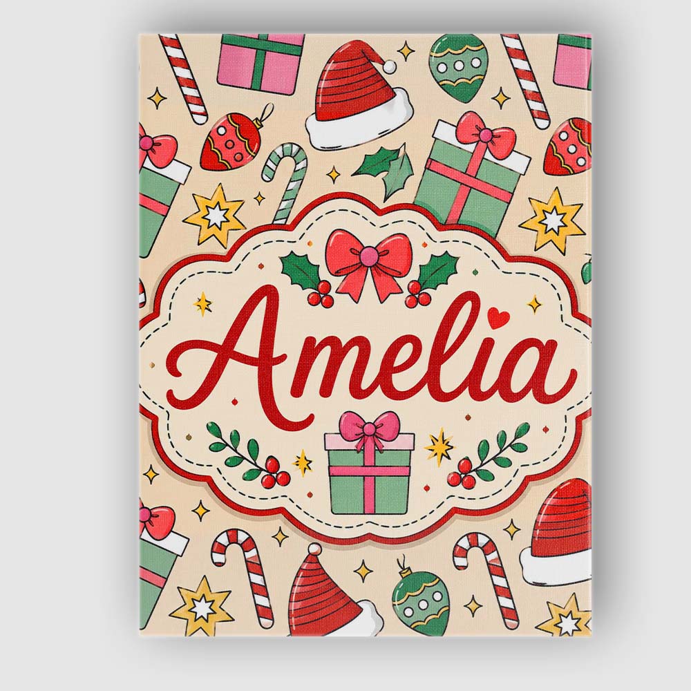 Personalised Name Cute Christmas Gifts Custom  Modern Room Accent Elegant Feature Canvas Wall Art Print Decor Picture Ready to Hang