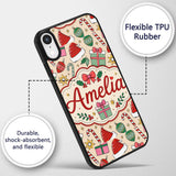 Cute Christmas Gifts Candy Canes Baubles Santa Custom Name Protective Phone Case Mobile Cover Durable Everyday Smartphone Shock Resistant
