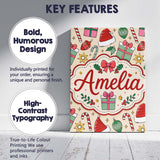 Personalised Name Cute Christmas Gifts Custom  Modern Room Accent Elegant Feature Canvas Wall Art Print Decor Picture Ready to Hang