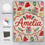 Personalised Name Cute Christmas Gifts Custom  Modern Room Accent Elegant Feature Canvas Wall Art Print Decor Picture Ready to Hang