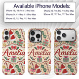 Cute Christmas Gifts Candy Canes Baubles Santa Custom Name Protective Phone Case Mobile Cover Durable Everyday Smartphone Shock Resistant