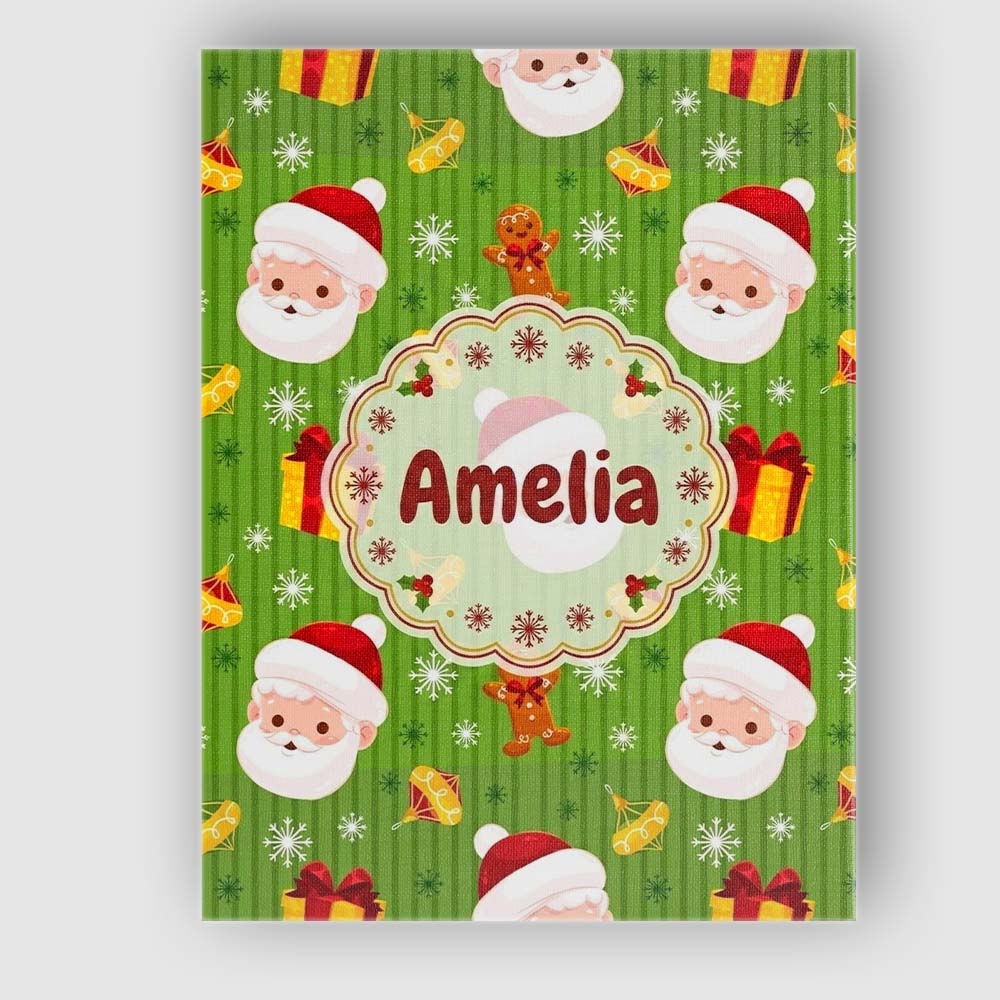 Personalised Name Cute Santa Claus Gingerbread Gift Snowflake Premium Decorative Design Canvas Wall Art Print Decor Picture Ready to Hang