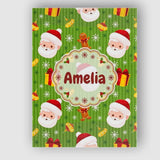 Personalised Name Cute Santa Claus Gingerbread Gift Snowflake Premium Decorative Design Canvas Wall Art Print Decor Picture Ready to Hang