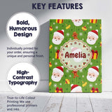 Personalised Name Cute Santa Claus Gingerbread Gift Snowflake Premium Decorative Design Canvas Wall Art Print Decor Picture Ready to Hang