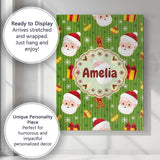 Personalised Name Cute Santa Claus Gingerbread Gift Snowflake Premium Decorative Design Canvas Wall Art Print Decor Picture Ready to Hang