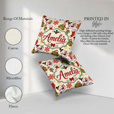 Custom Name Snowman Elf Cane Christmas Stocking Festive Seamless Square Filled Cushion Throw Pillow Sofa Bed Home Decor Zip Washable UK Made