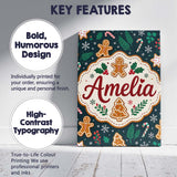 Personalised Name Cute Gingerbread Cookies Custom  Unique Gift Idea Elegant Feature Canvas Wall Art Print Decor Picture Ready to Hang