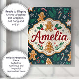 Personalised Name Cute Gingerbread Cookies Custom  Unique Gift Idea Elegant Feature Canvas Wall Art Print Decor Picture Ready to Hang