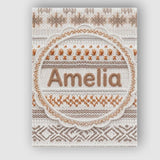 Personalised Name Cute Knitted Nordic Custom Modern Room Accent Creative Decorator Style Canvas Wall Art Print Decor Picture Ready to Hang