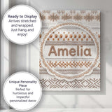 Personalised Name Cute Knitted Nordic Custom Modern Room Accent Creative Decorator Style Canvas Wall Art Print Decor Picture Ready to Hang