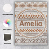 Personalised Name Cute Knitted Nordic Custom Modern Room Accent Creative Decorator Style Canvas Wall Art Print Decor Picture Ready to Hang