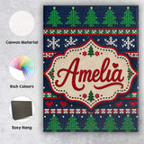 Personalised Name Cute Knitted Reindeer Custom  Modern Room Accent Elegant Feature Canvas Wall Art Print Decor Picture Ready to Hang