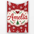 Cute Red Nordic Snowflake Christmas Tree Festive Seamless Pattern  Personalised Custom Name Super Soft Fleece Blanket Bed Sofa Throw