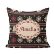 Custom Name Cute Nordic Snowflake Christmas Tree Winter Seamless Square Filled Cushion Throw Pillow Sofa Bed Home Decor Zip Washable UK Made