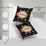 Custom Name Cute Nordic Snowflake Christmas Tree Winter Seamless Square Filled Cushion Throw Pillow Sofa Bed Home Decor Zip Washable UK Made