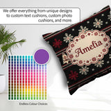Custom Name Cute Nordic Snowflake Christmas Tree Winter Seamless Square Filled Cushion Throw Pillow Sofa Bed Home Decor Zip Washable UK Made