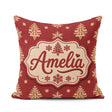 Custom Name Red Knitted Christmas Tree Snowflake Nordic Seamless Square Filled Cushion Throw Pillow Sofa Bed Home Decor Zip Washable UK Made