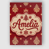 Personalised Name Cute Red Knitted Christmas Custom Bespoke  Contemporary Display Canvas Wall Art Print Decor Picture Ready to Hang