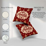 Custom Name Red Knitted Christmas Tree Snowflake Nordic Seamless Square Filled Cushion Throw Pillow Sofa Bed Home Decor Zip Washable UK Made