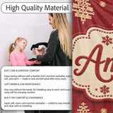 Cute Red Knitted Christmas Tree Snowflake Nordic Seamless Pattern  Personalised Custom Name Super Soft Fleece Blanket Bed Sofa Throw