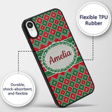 Cute Green Red Knitted Gift Box Nordic Christmas Custom Name Protective Phone Case Mobile Cover Durable Everyday Smartphone Shock Resistant