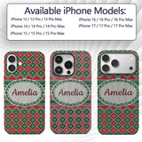 Cute Green Red Knitted Gift Box Nordic Christmas Custom Name Protective Phone Case Mobile Cover Durable Everyday Smartphone Shock Resistant