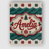Personalised Name Cute Festive Knitted Custom  Modern Room Accent Elegant Feature Canvas Wall Art Print Decor Picture Ready to Hang