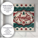 Personalised Name Cute Festive Knitted Custom  Modern Room Accent Elegant Feature Canvas Wall Art Print Decor Picture Ready to Hang