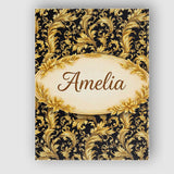 Personalised Name Classic Gold Black Baroque Seamless Pattern Custom Contemporary Display Canvas Wall Art Print Decor Picture Ready to Hang