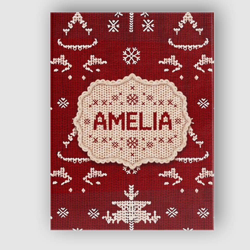 Personalised Name Cute Nordic Knitted Custom Modern Room Accent Creative Decorator Style Canvas Wall Art Print Decor Picture Ready to Hang