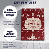 Personalised Name Cute Nordic Knitted Custom Modern Room Accent Creative Decorator Style Canvas Wall Art Print Decor Picture Ready to Hang