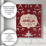 Personalised Name Cute Nordic Knitted Custom Modern Room Accent Creative Decorator Style Canvas Wall Art Print Decor Picture Ready to Hang