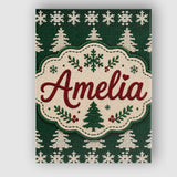 Personalised Name Cute Dark Green Knitted Custom  Unique Gift Idea Elegant Feature Canvas Wall Art Print Decor Picture Ready to Hang