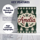 Personalised Name Cute Dark Green Knitted Custom  Unique Gift Idea Elegant Feature Canvas Wall Art Print Decor Picture Ready to Hang