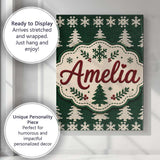 Personalised Name Cute Dark Green Knitted Custom  Unique Gift Idea Elegant Feature Canvas Wall Art Print Decor Picture Ready to Hang
