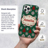 Cute Green Knitted Christmas Tree Printed Design Custom Name Protective Phone Case Mobile Cover Durable Everyday Smartphone Shock Resistant