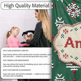 Cute Green Knitted Christmas Tree Reindeer Snowflake Nordic Seamless  Personalised Custom Name Super Soft Fleece Blanket Bed Sofa Throw