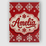 Personalised Name Cute Red Knitted Christmas Custom Bespoke  Contemporary Display Canvas Wall Art Print Decor Picture Ready to Hang