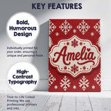 Personalised Name Cute Red Knitted Christmas Custom Bespoke  Contemporary Display Canvas Wall Art Print Decor Picture Ready to Hang
