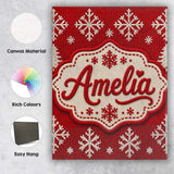 Personalised Name Cute Red Knitted Christmas Custom Bespoke  Contemporary Display Canvas Wall Art Print Decor Picture Ready to Hang