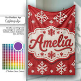 Cute Red Knitted Christmas Tree Snowflake Nordic Fair Isle Seamless  Personalised Custom Name Super Soft Fleece Blanket Bed Sofa Throw