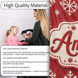 Cute Red Knitted Christmas Tree Snowflake Nordic Fair Isle Seamless  Personalised Custom Name Super Soft Fleece Blanket Bed Sofa Throw