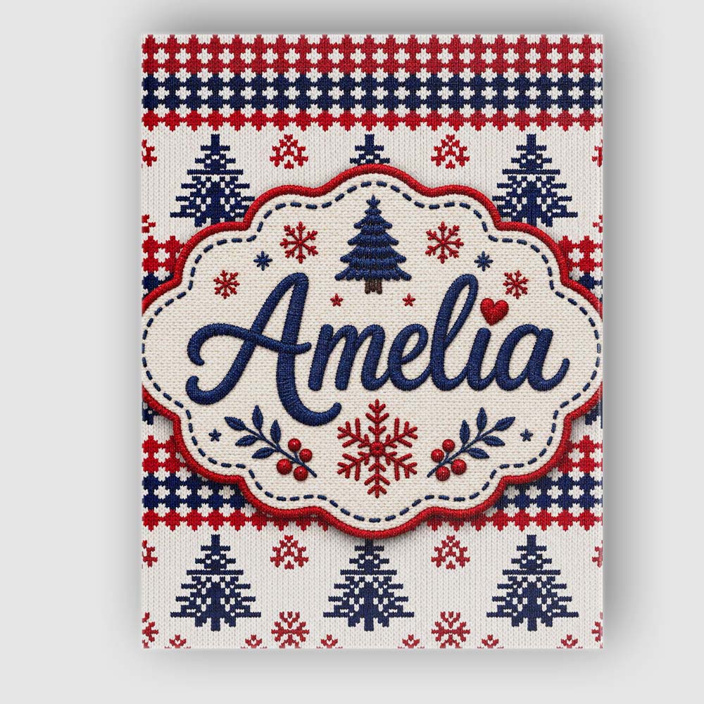 Personalised Name Cute Red White Blue Custom Modern Room Accent Creative Decorator Style Canvas Wall Art Print Decor Picture Ready to Hang