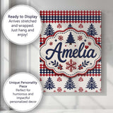 Personalised Name Cute Red White Blue Custom Modern Room Accent Creative Decorator Style Canvas Wall Art Print Decor Picture Ready to Hang